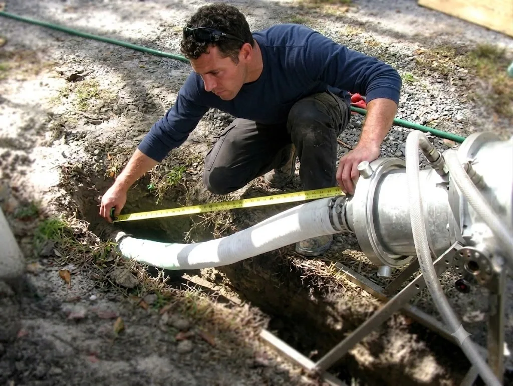 trenchless sewer line repair equipment in a residential yard